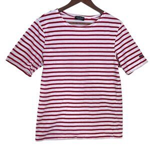 Captain Corsaire T Shirt Size Large L White Red Striped Nautical Top Crew Neck